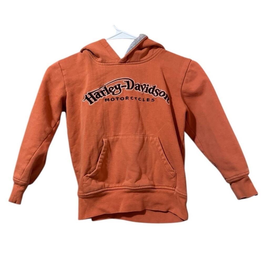 Harley‎ Davidson Sweatshirt Hoodie Size 6 Orange Biker Motorcycle Streetwear